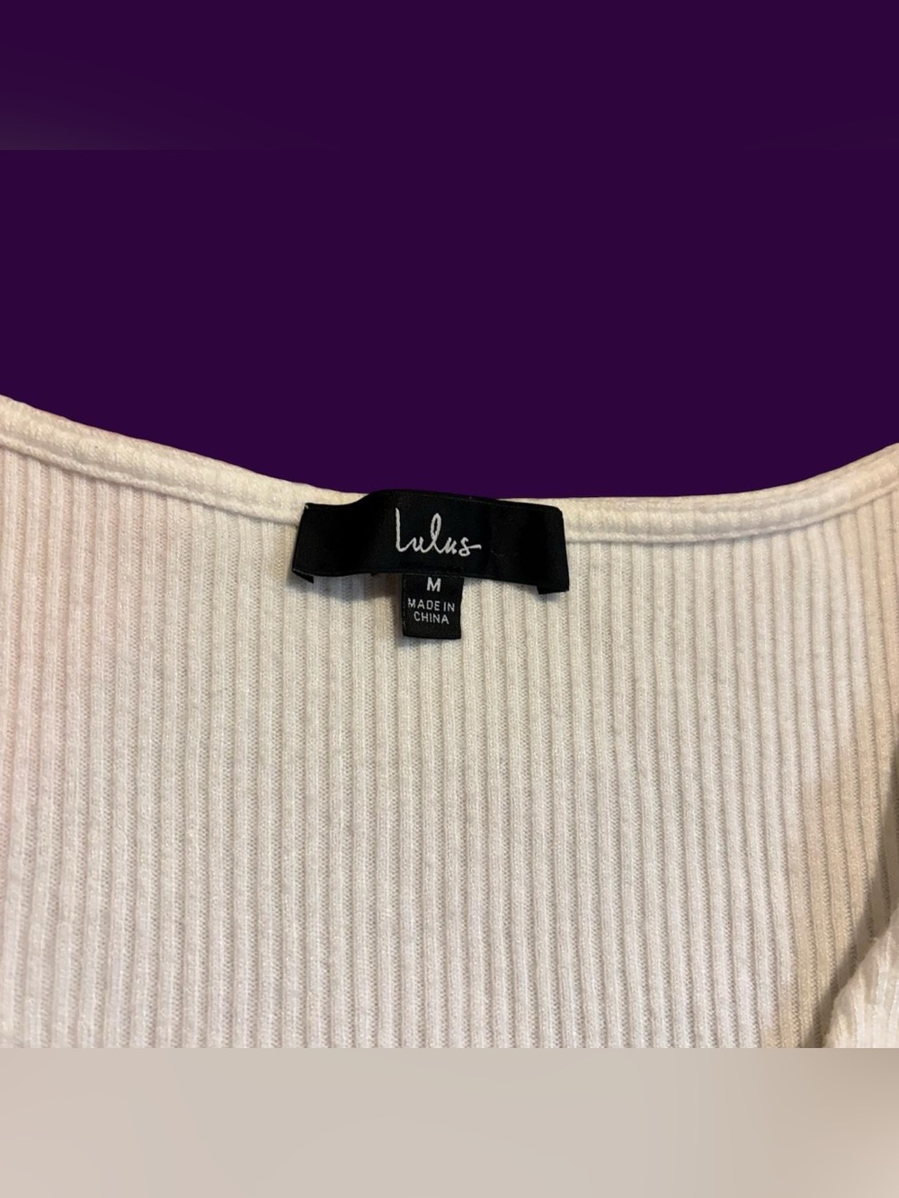 Lulu's Cream Ribbed V-Neck Button-Down Tee - Picture 3 of 5